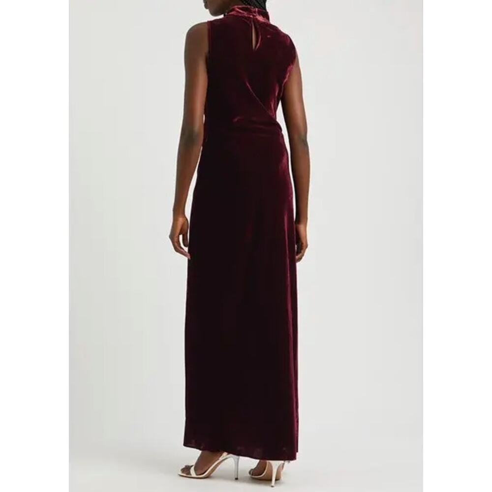 Veronica Beard Kura Cowl Neck Velvet Velour Maxi Gown Dress Merlot Size 4 - Picture 5 of 11